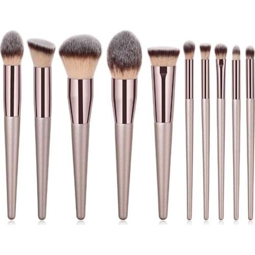 Champagne Makeup Brushes Set For Cosmetic Foundation Powder Blush Eyeshadow Eyeshadow Blending Makeup Brush Portable Beauty Tool