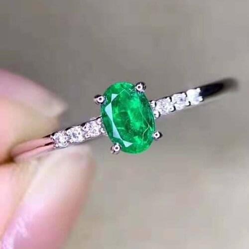 Natural High-quality Emerald Simple Ring S925 Sterling Silver Fine Fashion Charming Jewelry for Women Free Shipping