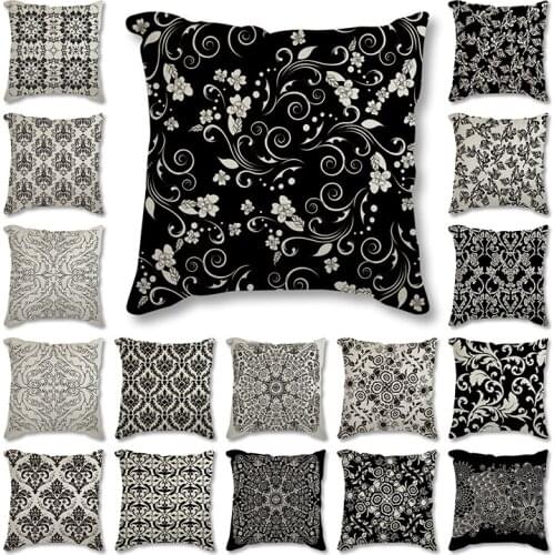 Geometric Flowers pattern Cushion Covers European Neoclassicism Retro Pillow Case Decorative Cushion Cover Linen Case Sofa car