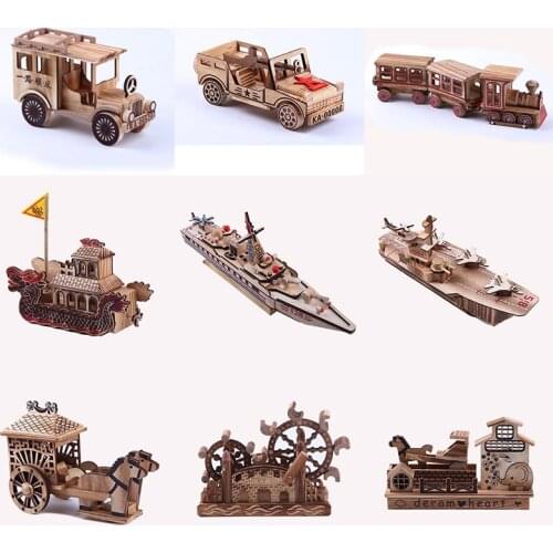 Nostalgic Bamboo And Wood Products Aircraft Carrier Model Tea table Bedroom Decoration Creative Home Furniture Decorations