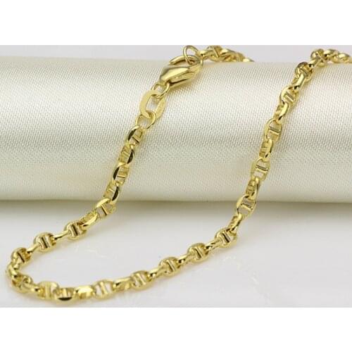 New Au750 Pure 18K Yellow Gold Chain Women Men Stud Link Necklace 18inch