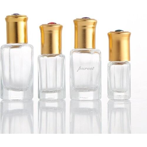 Popular 6ml octagonal roll on perfume bottle glass perfume bottle with diamond cap