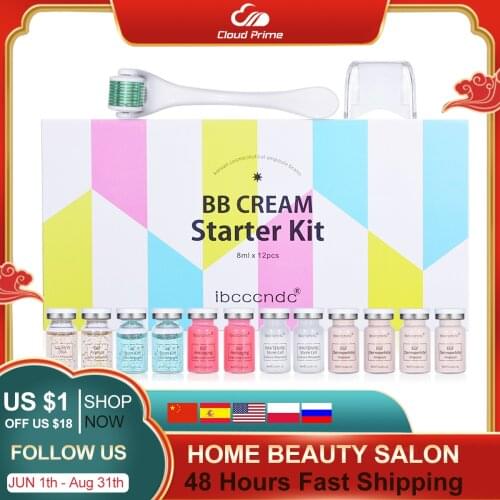 Microneedle Roller + 12 vials Korean Cosmetic Dermawhite BB Cream Glow Behandling Starter Kit Stayve Liquid Foundation serum