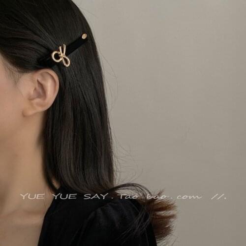 French romantic girl retro velvet hairpin metal bow hairpin bangs clip side clip back head clip clips hair accessories