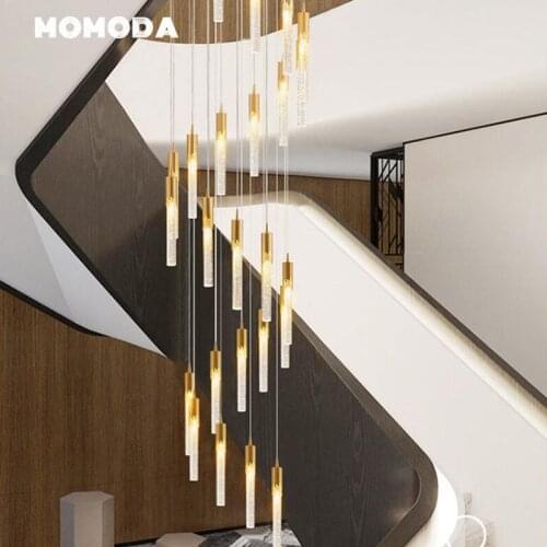 Luxury LED Pendant Lights Modern Crystal Iron Chandeliers Lighting Fixture Bedroom Living Room Staircase Lamps Lustre Decoration