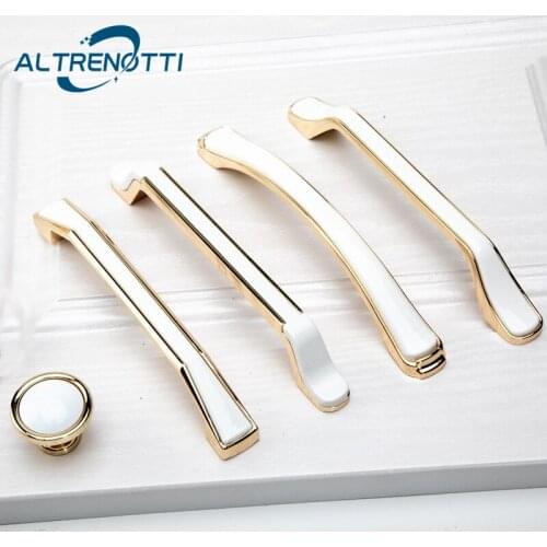 Cabinet Furniture Handle White Gold Simple Modern Zinc Alloy Wardrobe Kitchen Door Pull Cupboard Drawer Dresser Knob Hardware