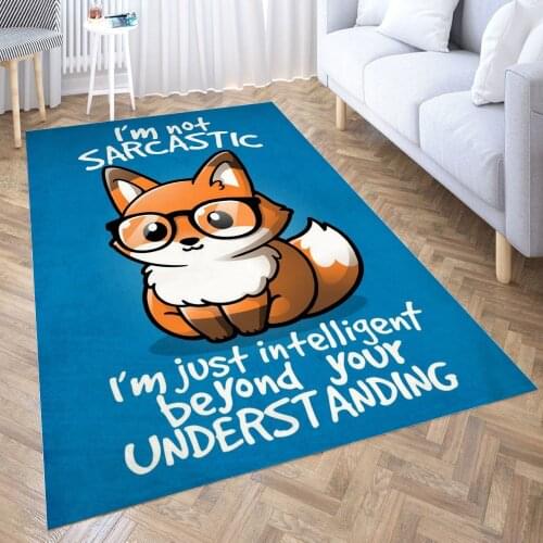 Sarcastic fox Carpet for Living Room 3D Anime Cartoon Rug Gamer Teen Room Bedside Lounge Rug Kids Children Floor Mats