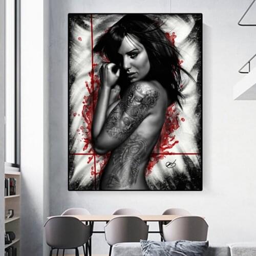 Sexy Tattoo Nud Women Canvas Printings Painting Portrait Poster Cuadors Modern Wall Art Picture for Living Room Home Decoration