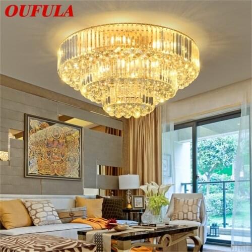 OUFULA Contemporary Gold Luxury Ceiling Light LED Creative Crystal Lamp Fixtures Home For Decoration