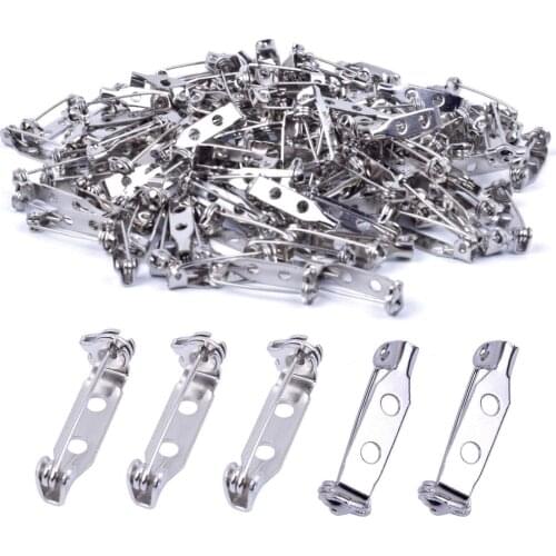50PCS Stainless Steel Brooch Backs Catch Bar Safety Pins Badge Fasteners for Craft Jewellery Making
