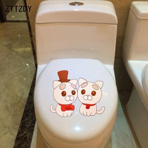 ZTTZDY 24*20.2CM Lovers Cat Wall Decal Toilet Sticker BedRoom Home Decor Cartoon Animal T3-0359