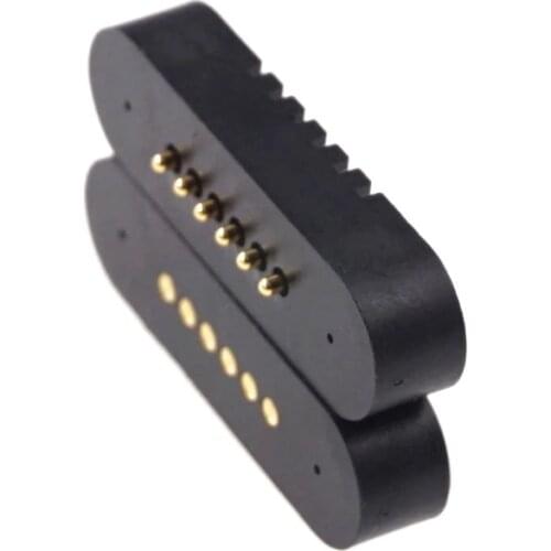 1 Pair Magnet Pogo pin connector 6 pins Pitch 2.0 mm SIP male female 1A Power Charge Spring Loaded Header Modular Contact Strip