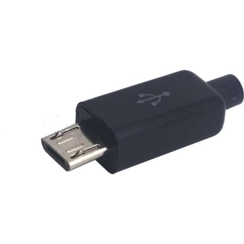 10pcs/lot， USB male head 5-pin with sheath micro usb jack connector plastic shell jack tail Sockect plug terminal DIY