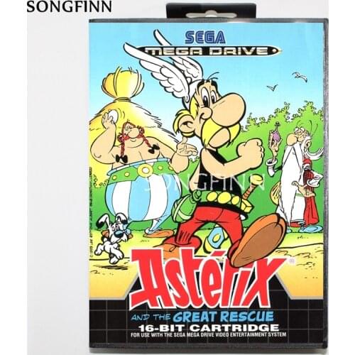 16 bit MD Memory Card With Box for Sega Mega Drive for Genesis Megadrive - asterix the great rescue
