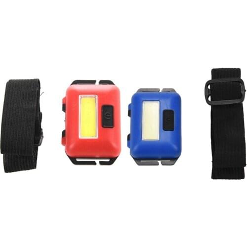 2 Pcs Cob LED Mini Head Light Lamp 3 Modes Rainproof Head Torch Flashlight Head For Outdoor Camping Fishing, Blue & Red