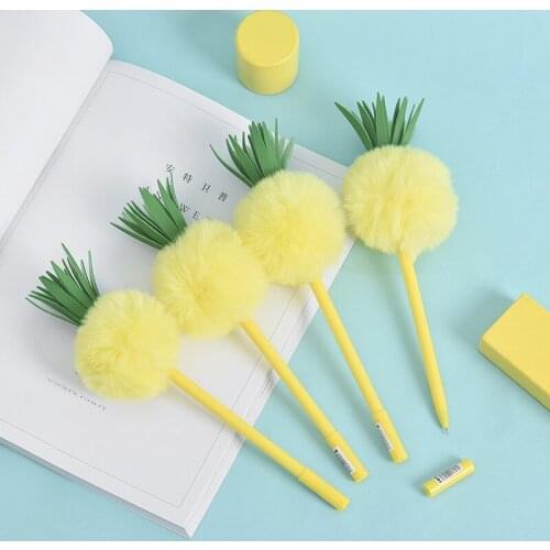 24pcs/set Pineapple Gel Pen Hair Ball Modeling Pen Manufacturer Plastic Pen Gel Pen Wholesale Modeling Pen Cute for Girls