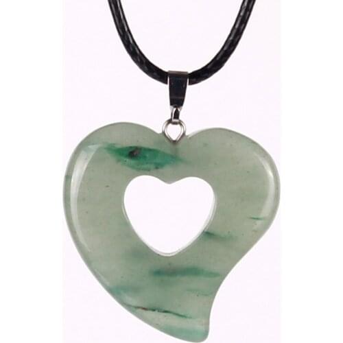 24pcs/lot Fashion Green Aventurine Natural Crazy Stone Double Love Passion Heart Hollow Heart-Shaped Pendant Jewelry Making Free