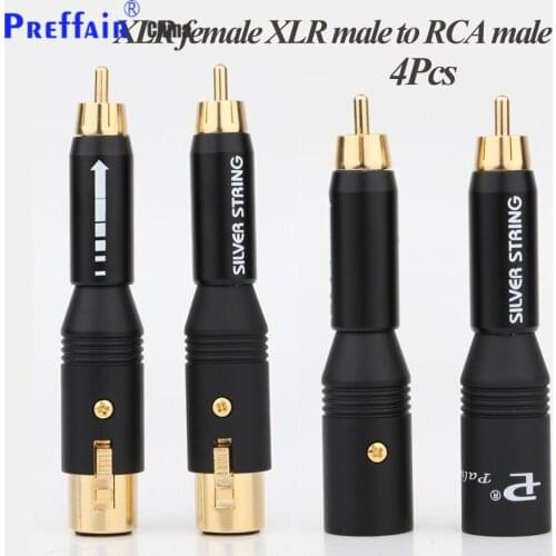 4pcs High Performacn audio RCA Male to XLR Female Gold Plated adapter Connector for Amplifier 4pieces 2male+2 female