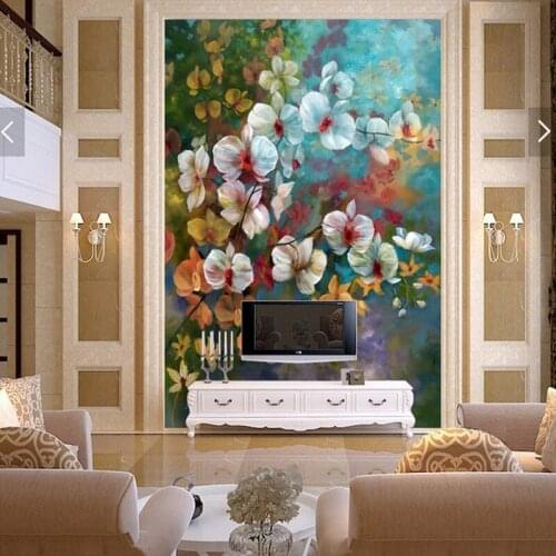 Bacaz Large papel mural of butterfly orchid 3d Flower Mural Wallpaper for living room 3d photo wall mural 3d Flower Wall paper