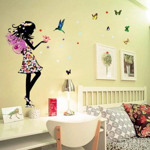 Free shipping Beautiful Butterfly Elf Arts Wall Sticker For Kids Rooms Home Decor Backdrop Wall Decal Baby Bedroom Vinyl Walls S