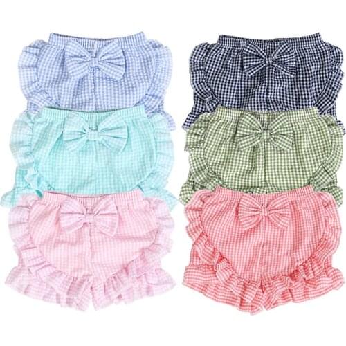 Toddler baby diaper cover girl ruffled shorts chiffon diaper cover plaid pants baby high waist bow shorts pp bread shorts