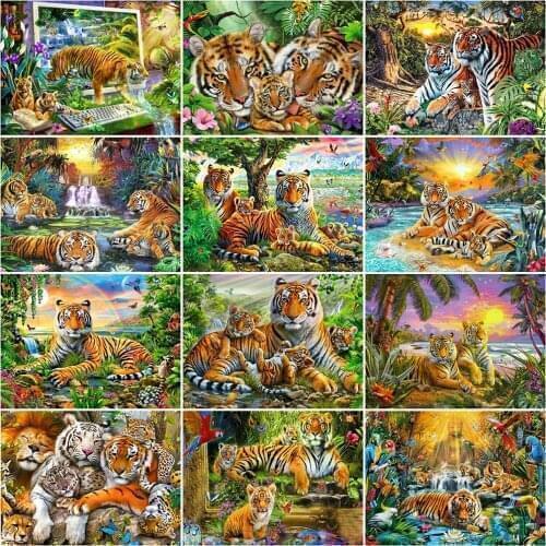 Evershine Diamond Embroidery Tiger 5D DIY Diamond Painting Full Square Round Drill Animals Mosaic Rhinestone Pictures Home Decor
