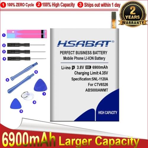 HSABAT 0 Cycle 6900mAh AB5000AWMT Battery for PHILIPS V526 V787 V377 For Xenium CTV526 High Quality Batteries