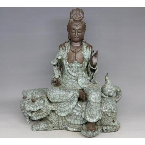Antique Old Chinese porcelain God Buddha statues&Lion,Buddhism supplies,Home Decoration collection & adornment, Free shipping