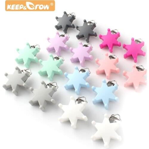 Keep&Grow 20pcs Star Pacifier Clip Silicone teether metal silicone rodent DIY Bead Tool Accessories Necklace Pendant Clamp