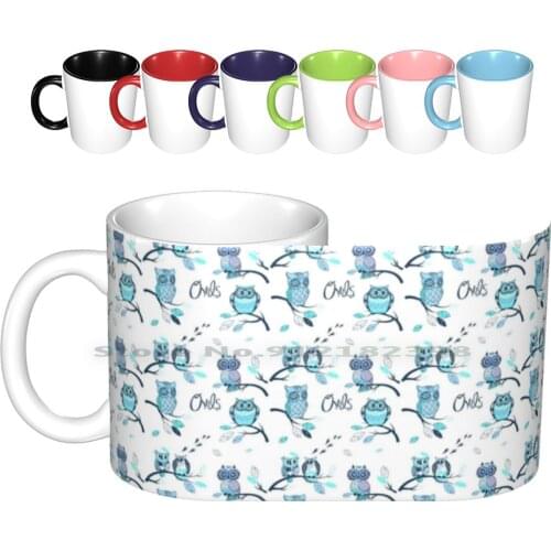 Cute Owl Pattern , Cute Owl Print Ceramic Mugs Coffee Cups Milk Tea Mug Bird Owl Nature Animal Graphic Funny Wildlife Cute