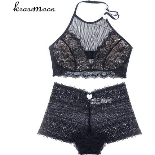 Women Sexy Bra Set Lace Lingerie Bra Set Push Up Bra And Panties Sets High Waist Halter Bras And Underwear Sets BS47