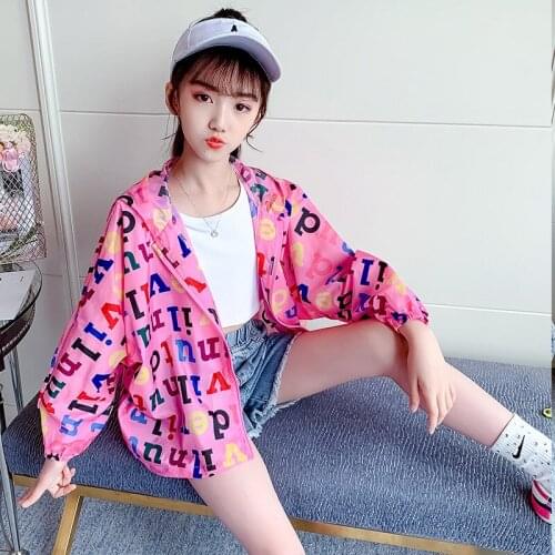 Girls' summer letter sunscreen clothes in big childrens fashion