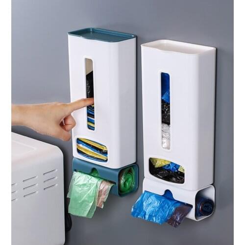 PP Garbag Trash Bag Box Holder Trash Bag Basket Wall Mounted Hanging Storage Box Organizer Rack Household Accessories