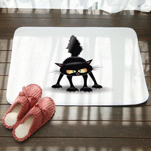 Cute Blake Cat Living Room Carpet Home Decorate Hall Bath Washable Floor Mat Tapis Salon Anti-slip Rectangular Entrance Carpets