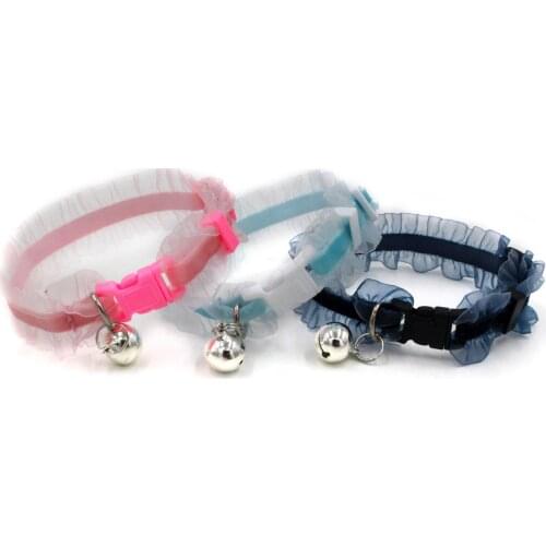 Lovely Lace Elastic Band Cat Collar with Bell Cat Collar 2019 New Pet Products Nylon Dog Collar Accessories Small Dog Harness
