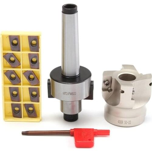 MT2 M10 50mm Face End Mill Cutter with 10pcs APMT1604 Carbide Inserts Turning Tool