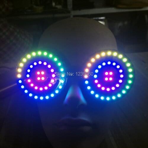 High quality USB recharge Led glasses Light up Goggles Rainbow Full Color Spectrum Rave Eye Costume night club Party
