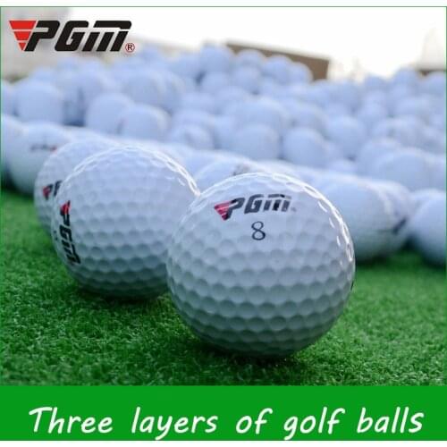 PGM 10pcs/lot High Elastic Rubber Golf Three Piece Ball For Golf Tournament Competition Tool Pure White Golf Three-layer Ball