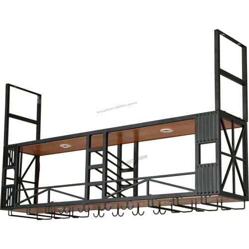 Wrought iron upside down goblet rack bar hanging wine rack wine cabinet bar decoration hanger household solid wood ceiling hangi