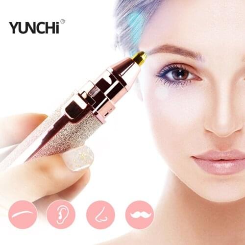 Portable Eye Brow Mini Razors Electric Eyebrow Trimmer 2 in1 Hair Epilator Facial Hair Remover Lipstick Brows Pen Eyebrow Razor