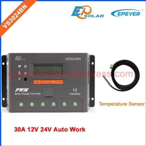 PWM 30A 24V Regulator with temperature sensor PWM solar charging controller 30amps 12V built in lcd display designed off-grid