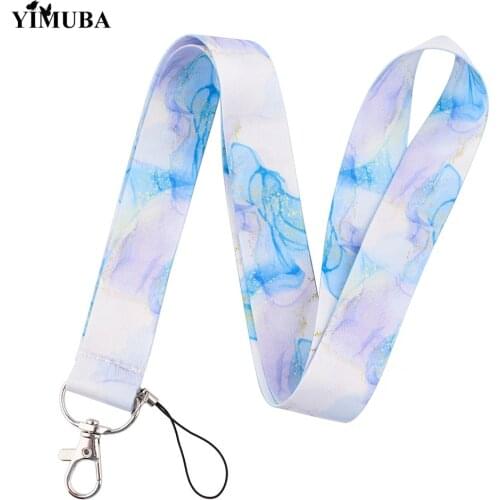 Nordic Marble Art Printed Lanyards Keychain Mobile Phone Neck Straps Key Chain USB Camera ID Card Badge Holder DIY Hanging Rope