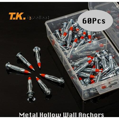 60pcs Hollow Wall Anchor Screws Assortment Kit for Anchor Plasterboard Fixing