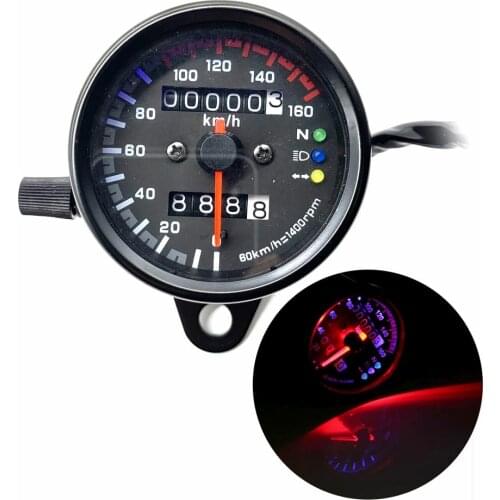 65mm 12V Universal Motorcycle Speedometer Odometer Dual Speed Meter with LED Indicator Speedo meter Motorbike Round