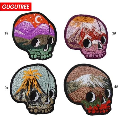 GUGUTREE embroidery skull patches scenery patches badges applique patches for clothing ZK-5