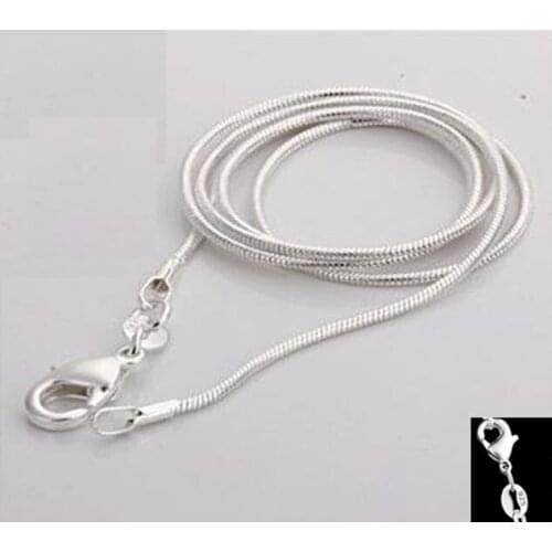 C008 hot 1MM high quality M925 printed Silver color chain snake jewelry, chain 16 "18" 20 "22" 24 "lobster necklace wholesale