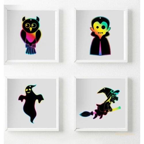 Y4UD Thickened Scratch Paper Set Drawing Art Supplies Creative Halloween Scratch Toy
