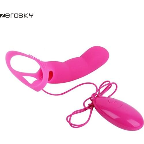 Zerosky Speed Finger Strap On Sleeve G Spot Vibrator Clitoris Stimulator Sex Toys For Women Orgasm Masturbation for Couple