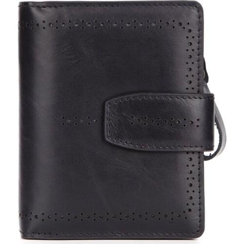 2019 New vintage style women wallet Oil wax cowhide short wallet RFID Anti-magnetic genuine leather female purse