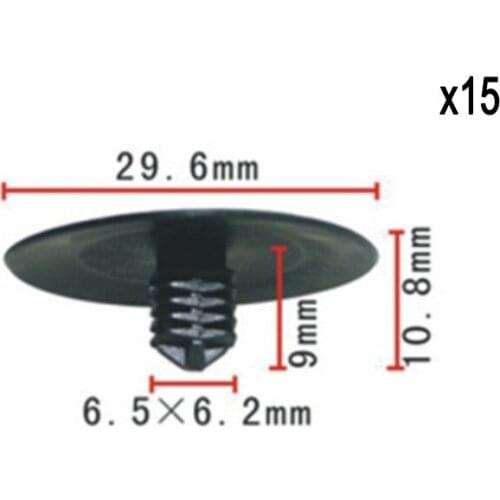 15pcs Nylon Fastener Rivet Retainer Clip Hood Insulation Fit Honda (30x9x6mm) OE 90700-SB2-003